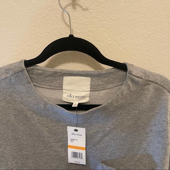 NWT Ella Moss Gray Reese Round Neck Ruched Quarter Sleeve Sweater Small - Picture 9 of 16